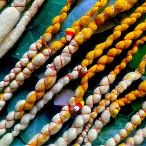 Candy Corn Roving Wool synthetic dreads